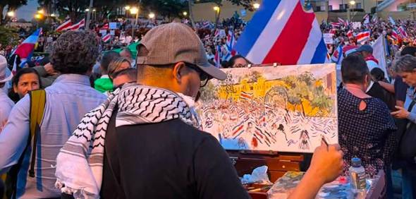 El artista de la Plaza de la Democracia